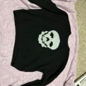 No Boundaries Black Sweater with Skull Design